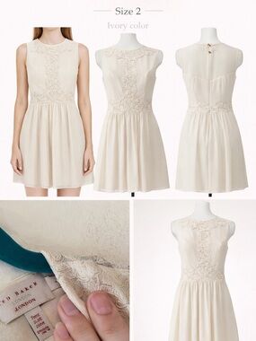 Ted Baker Ivory Lace-Trim Sleeveless Mini Dress